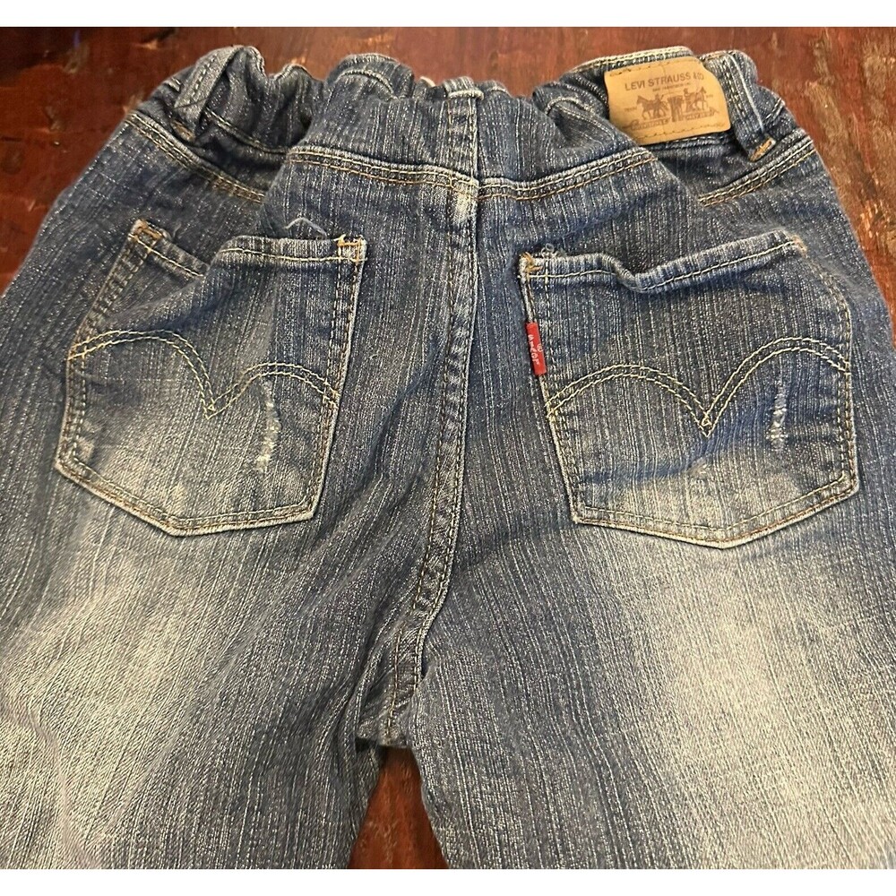 Levi Strauss Girls 8 1/2 Plus Jeans Blue  Distressed Expandable Straight Leg C14